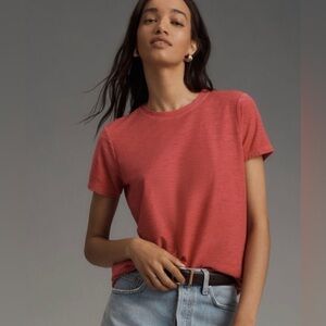 Anthropologie The Bennie Cotton Slub Crew-Neck Slim Tee by Pilcro